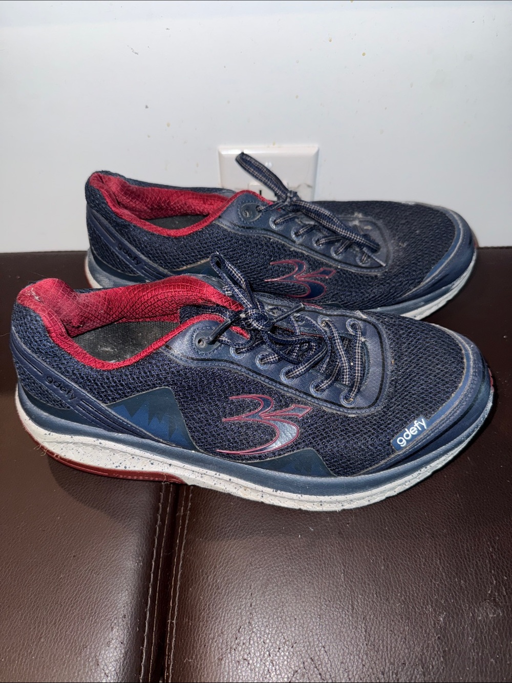 Gdefy Navy & Red Mesh Athletic Sneakers